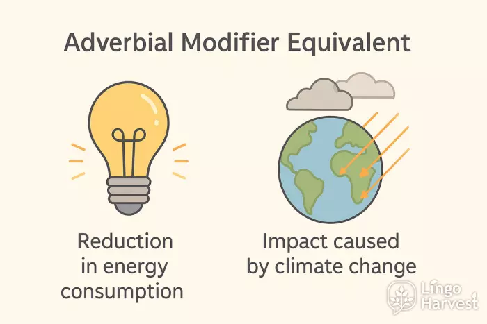 adverbial modifier equivalent energy reduction climate change impact
