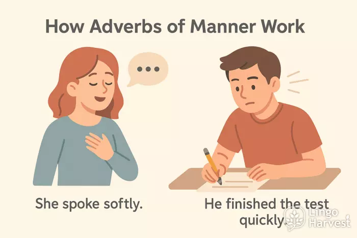 adverbs manner softly quickly