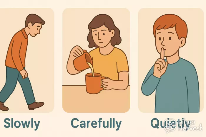 adverbs slowly carefully quietly
