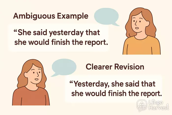 ambiguous vs clear sentence placement yesterday