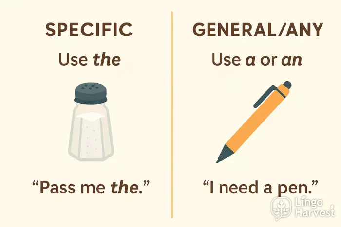 articles specific vs general a an the