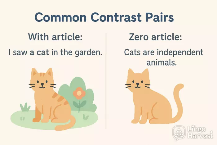 cat with article vs zero article