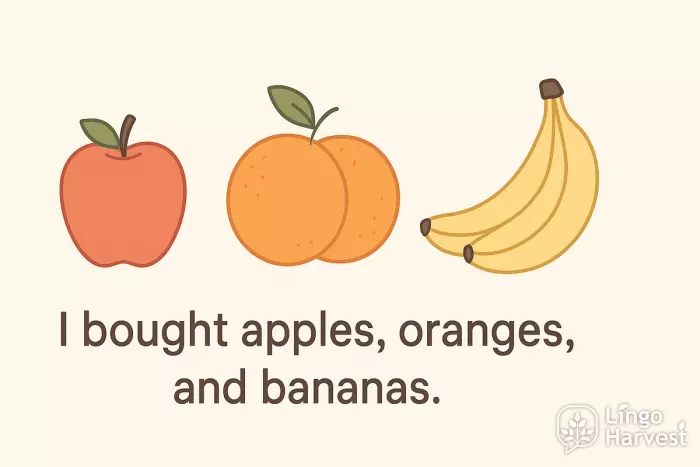 commas in lists fruits example