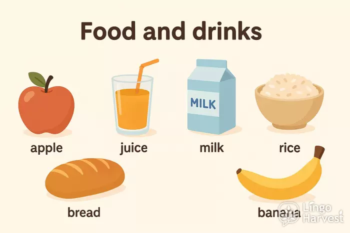 food drinks apple bread juice