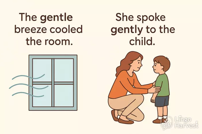 gentle vs gently examples