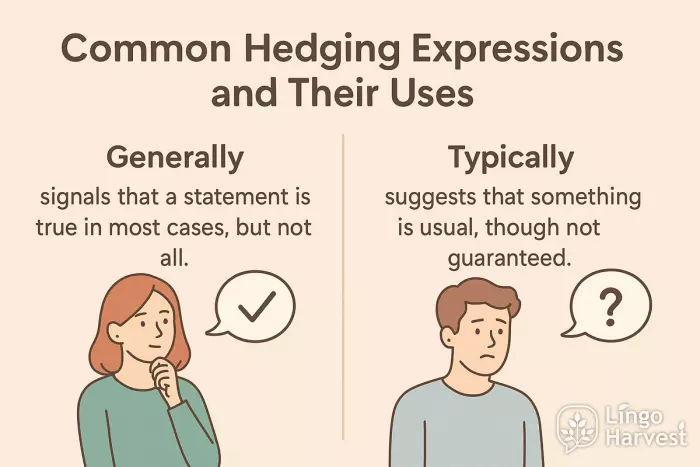 hedging expressions generally typically examples