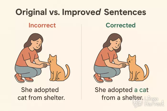incorrect vs corrected article use