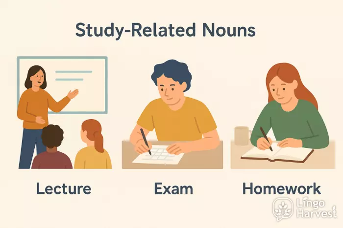 lecture exam homework nouns