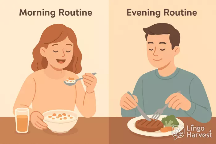 Comparing morning breakfast vs evening dinner