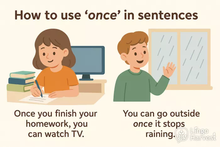 once conjunction homework rain