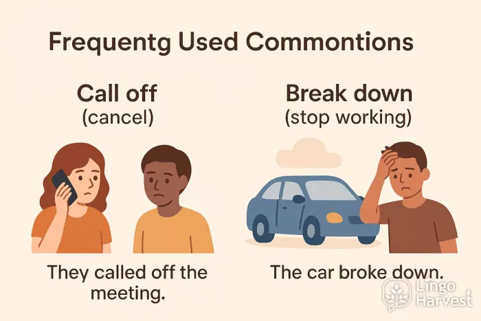 phrasal verbs call off break down