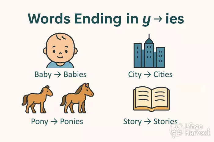 Words Ending in y - ies - examples