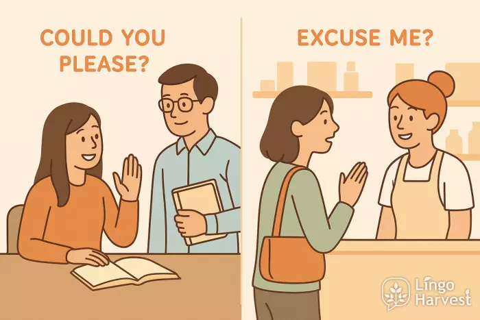 polite requests in school and shopping