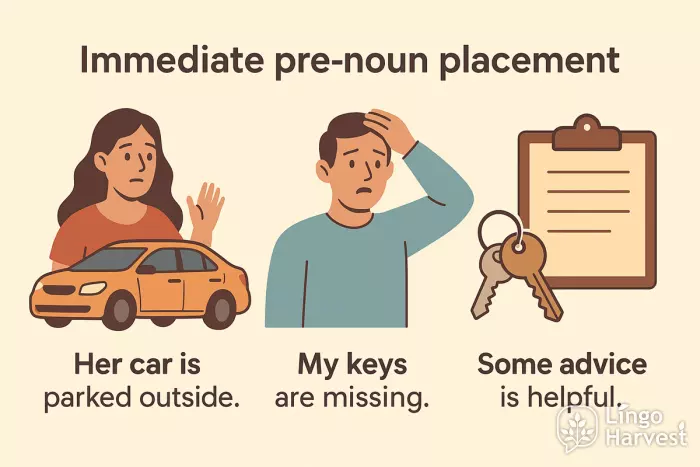 pre noun placement her car my keys advice