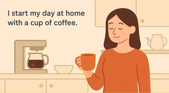 prepositions at home with coffee