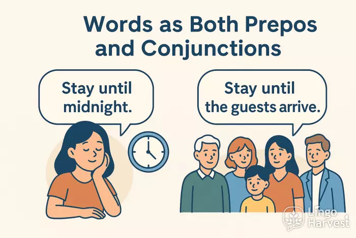 prepositions conjunctions until examples