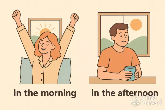 prepositions in the morning in the afternoon