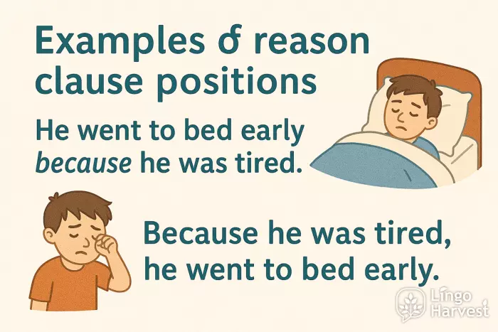reason clauses position examples