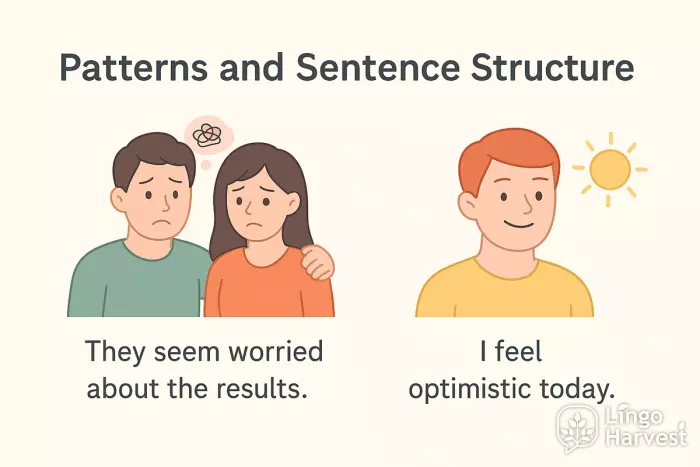 sentence patterns worried optimistic