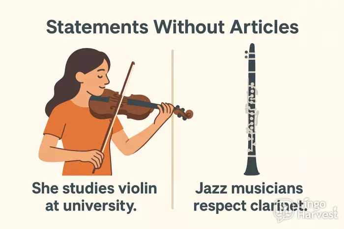 statements without articles violin clarinet