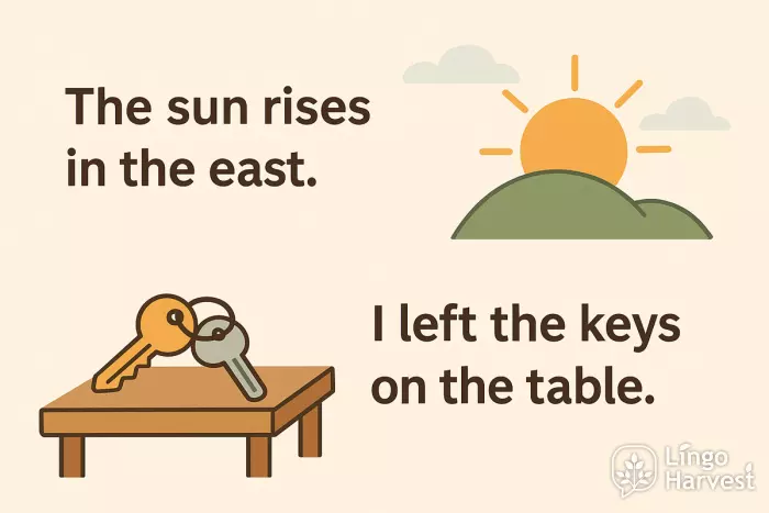 sun rises east keys table