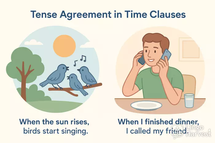time clauses rises finished