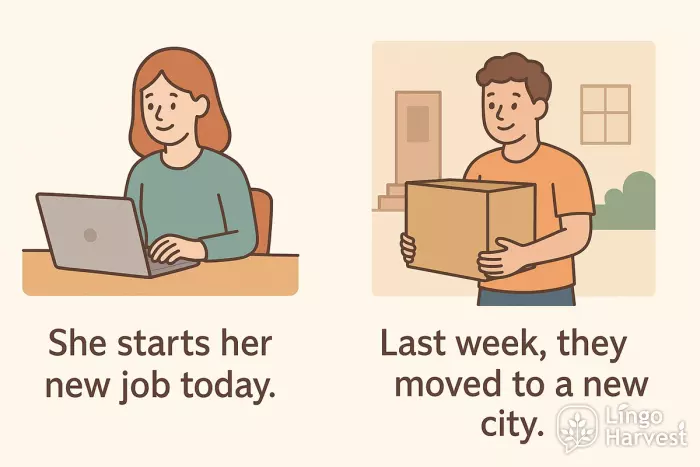 today new job last week moved