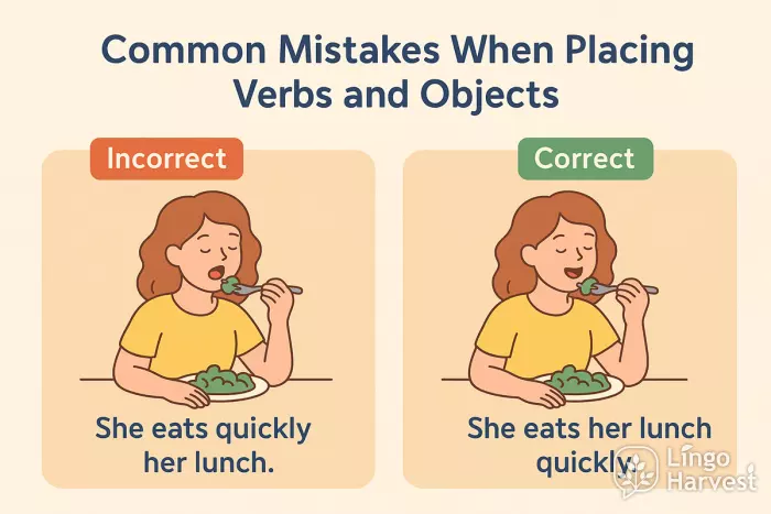 verb object placement mistake correct