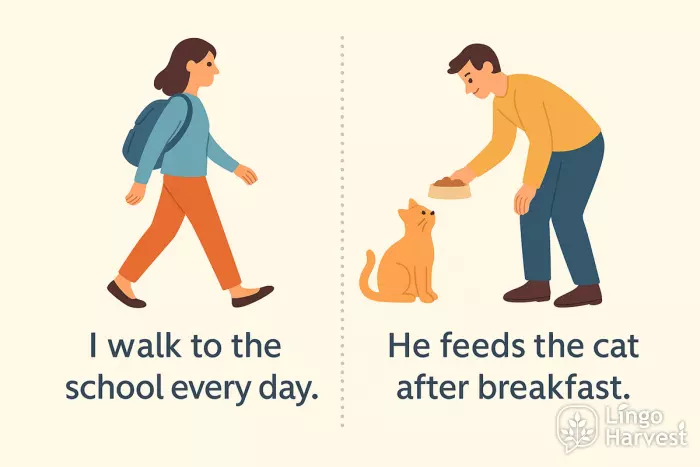 walk to school feed cat