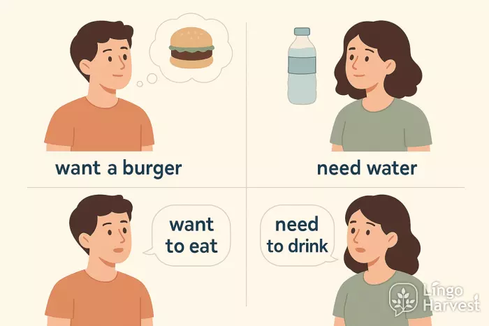 want need noun vs want need to verb