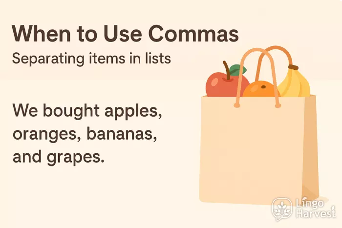 when to use commas list example