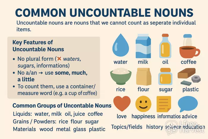 Common Uncountable Nouns