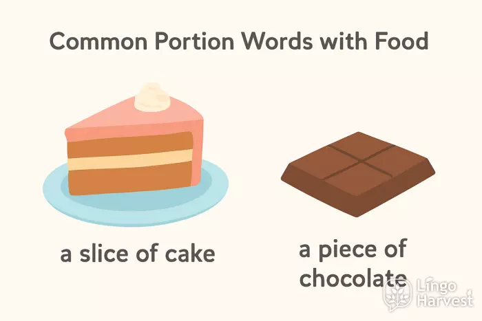 Slice of cake and piece of chocolate illustration