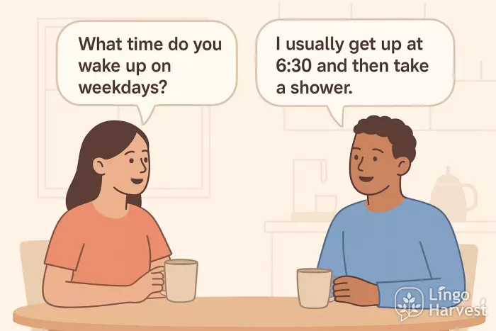 Mini dialogues two people talking about morning routines