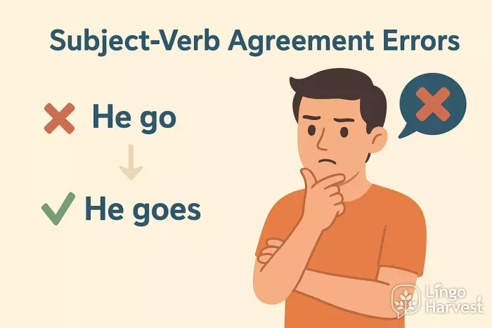 subject verb agreement he goes