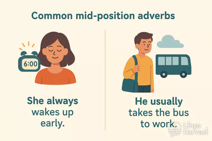 mid-position adverbs always usually