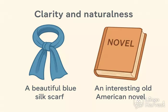 adjective order beautiful scarf old American novel