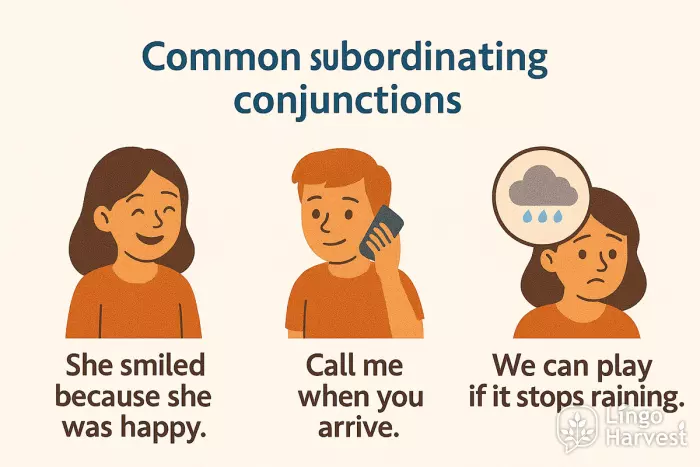 subordinating conjunctions because when if