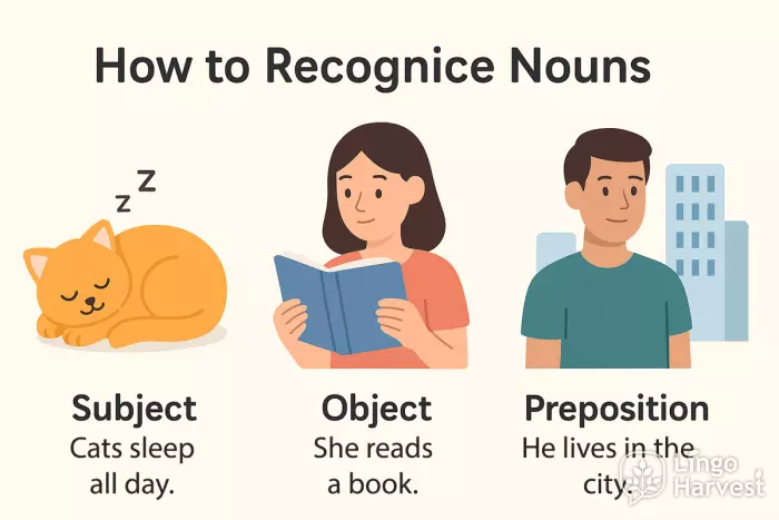 nouns subject object preposition