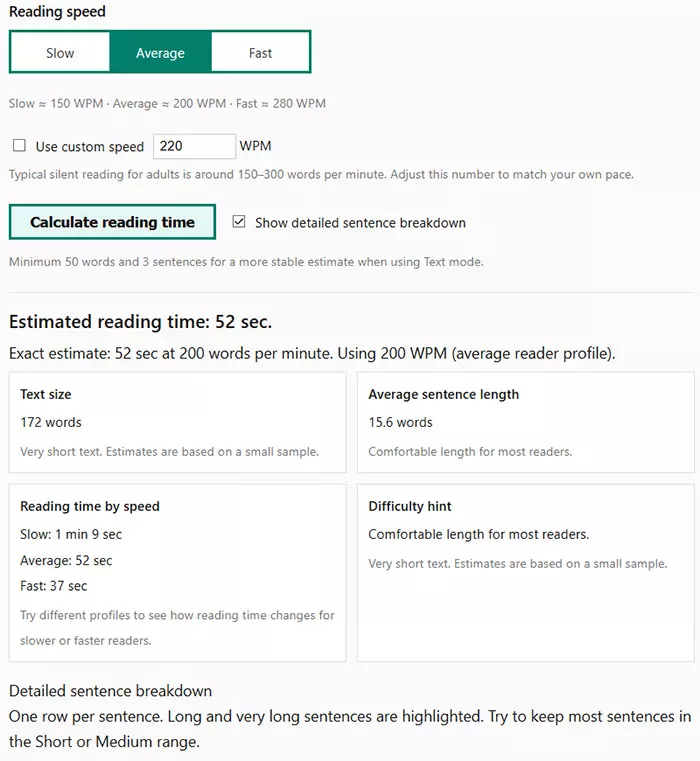 Reading Time Calculator