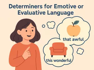 Determiners for Emotive or Evaluative Language