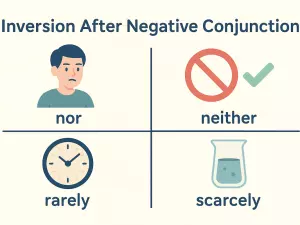 Inversion After Negative Conjunctions: nor, neither, rarely, scarcely