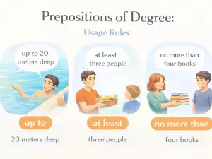 Prepositions of Degree: up to, at least, no more than and Usage Rules