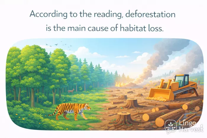 according to deforestation habitat loss reading example