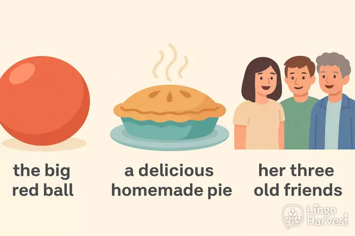 adjectives order big red ball pie friends