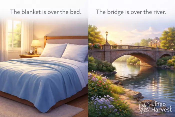 blanket over bed bridge over river