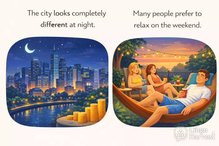 city looks different at night weekend relaxation scene