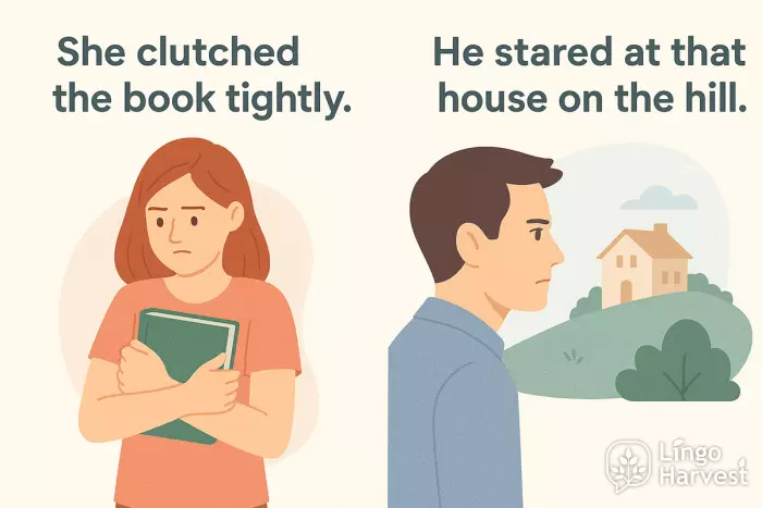 clutched book and house on hill