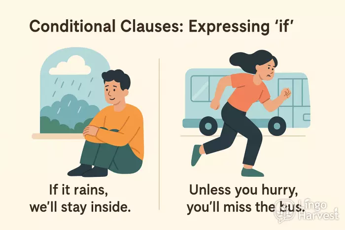 conditional clauses if unless rain hurry bus