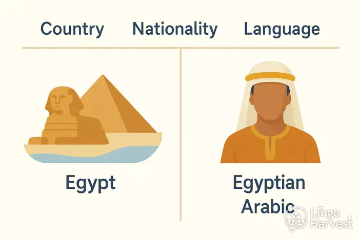 country nationality language Egypt Egyptian Arabic